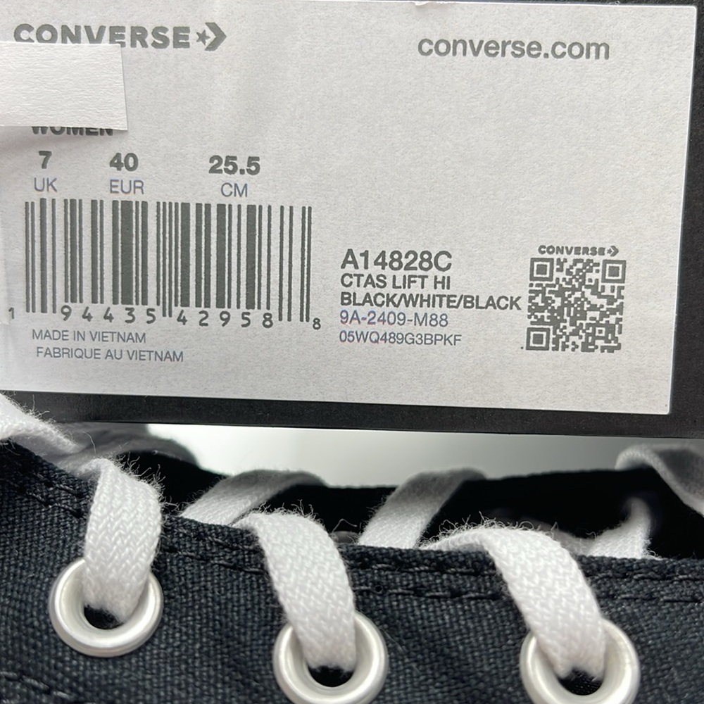 Converse WMNS CTAS LIFT HI
BLACK/WHITE/BLACK А14828C Platforms Sneakers - Picture 16 of 16